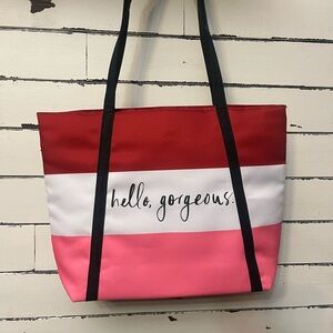 CLINIQUE KATE SPADE NEW YORK Stylish Red and Pink Tote Bag NEW WITH TAGS